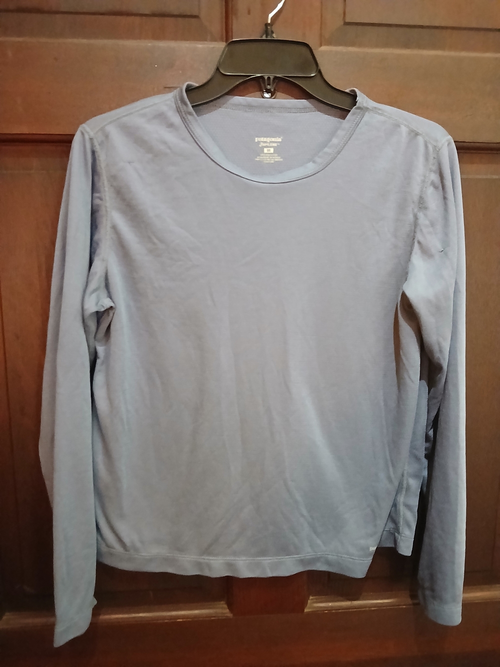 Patagonia Gray/blue Women's Long-Sleeve Apilene Base Crewneck Shirt Size M